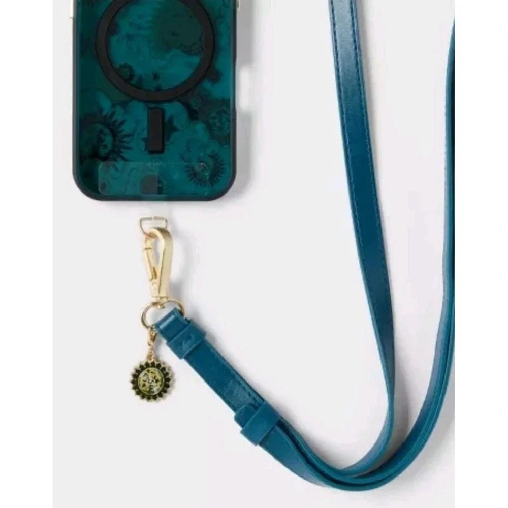 Heyday Crossbody Phone Strap Blue Purple With Lilac Pom Pom Adjustable 46